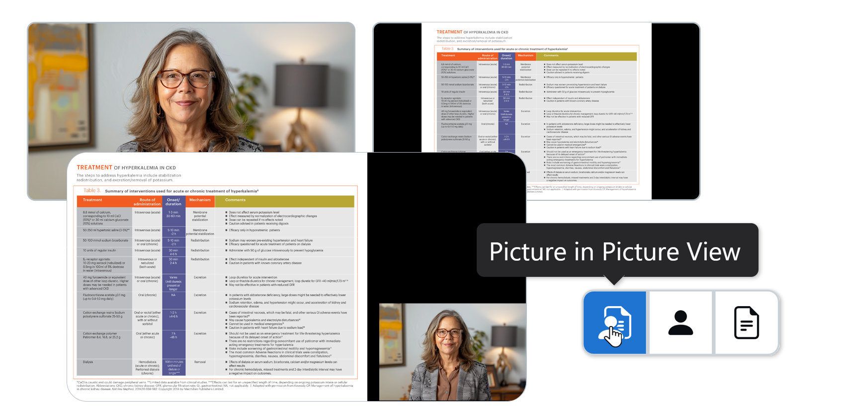 Screenshots of Prevail's picture in picture view showing multiple views available in Session Review.